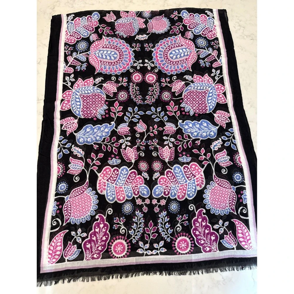 Vera Bradley Scarf Alpine Floral Lightweight Fringe